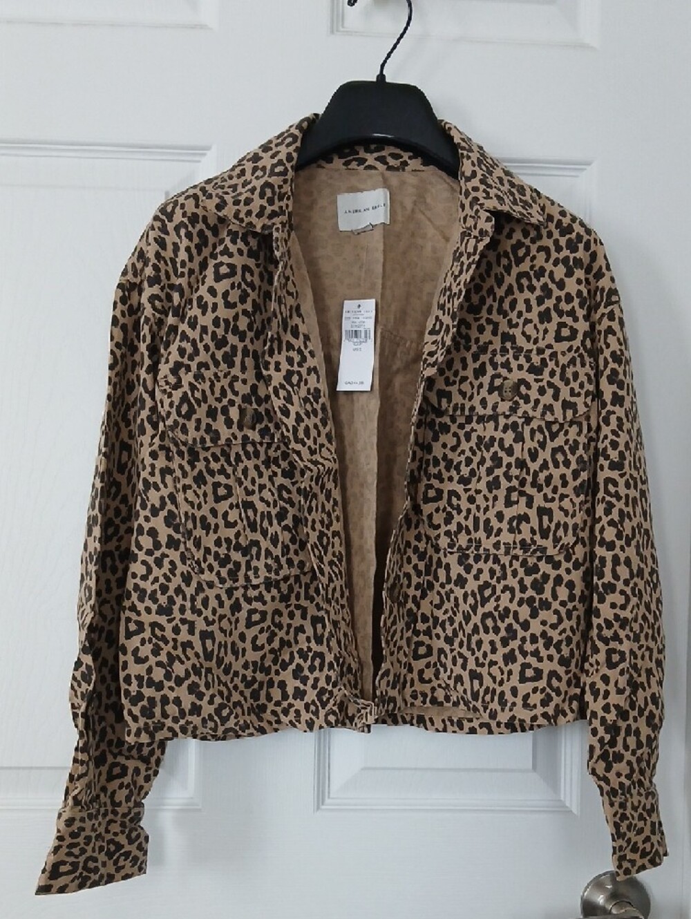 American Eagle Outfitters Leopard-Print Jean Jacket - Tan & Black NWT